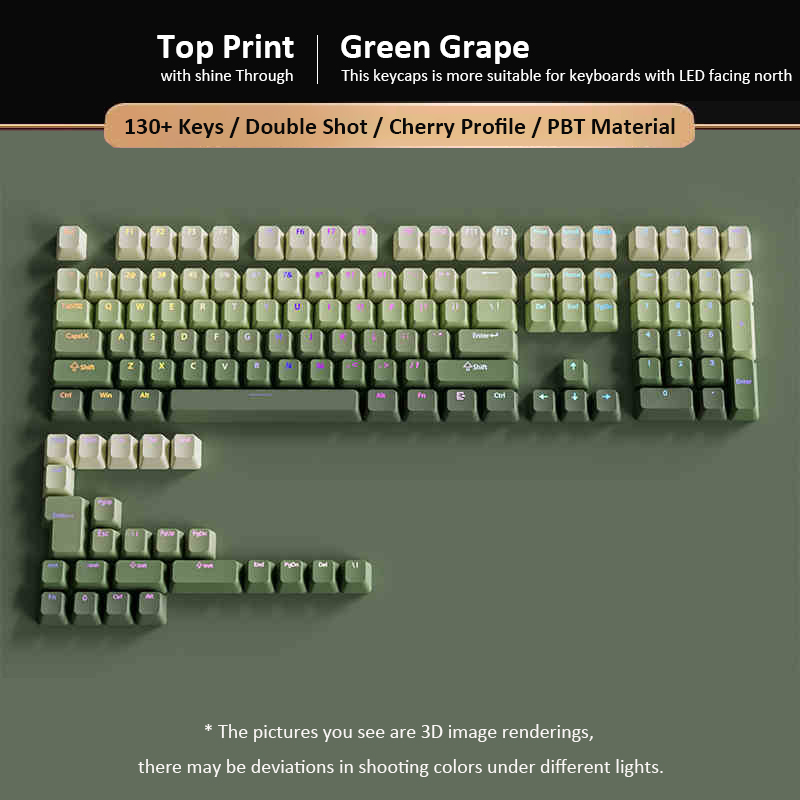 Gaming Keyboard No Rgb - Green Grape Double Shot PBT Keycaps